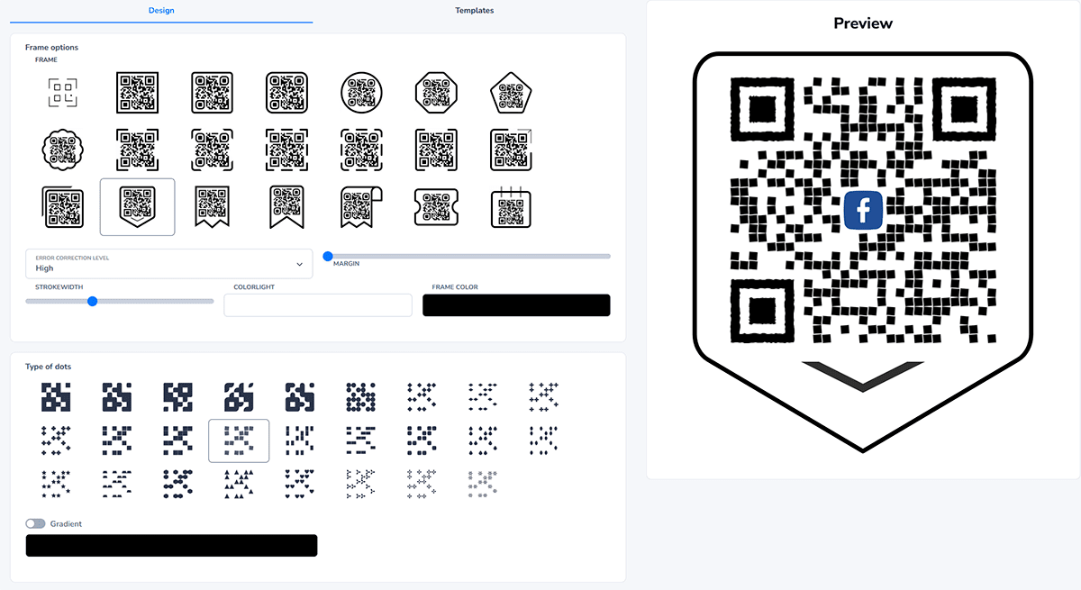 QR-Code-Design-Editor mit Möglichkeit zur Individualisierung von Logo, Farben und Form