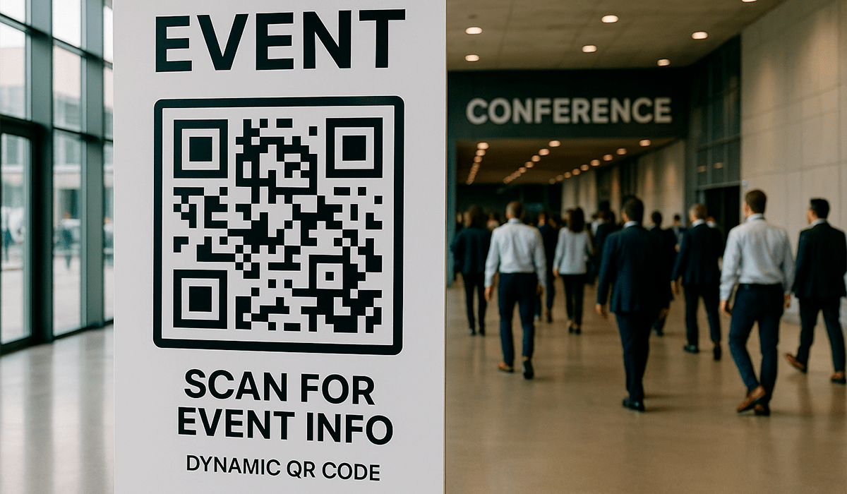 Dynamic QR code on a conference poster for guest registration