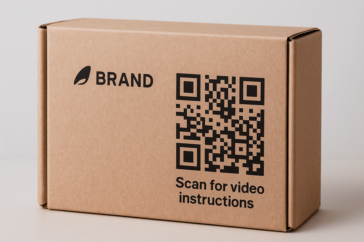 emballage produit avec QR code menant à une vidéo explicative