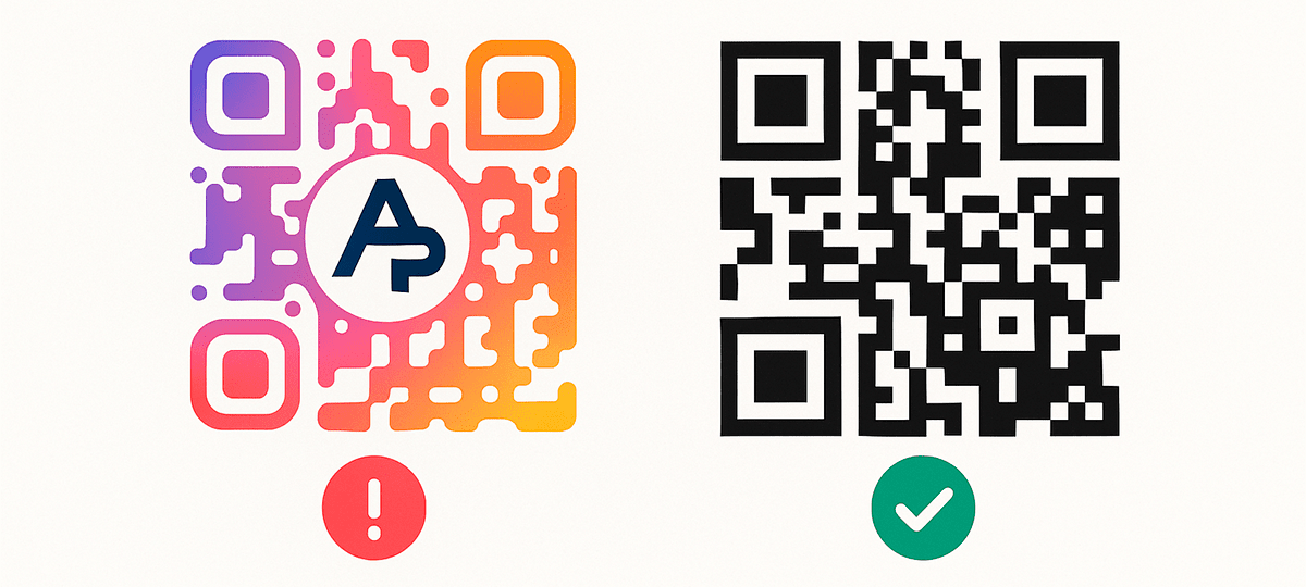 Comparación del QR excesivamente personalizado y el funcional