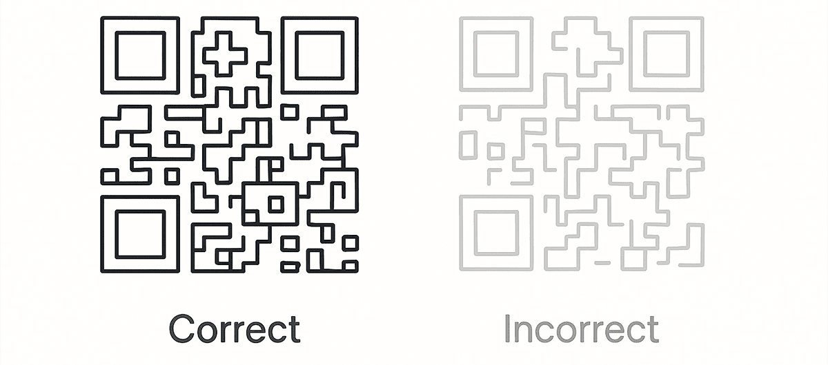 Contraste correcto e incorrecto de colores en códigos QR